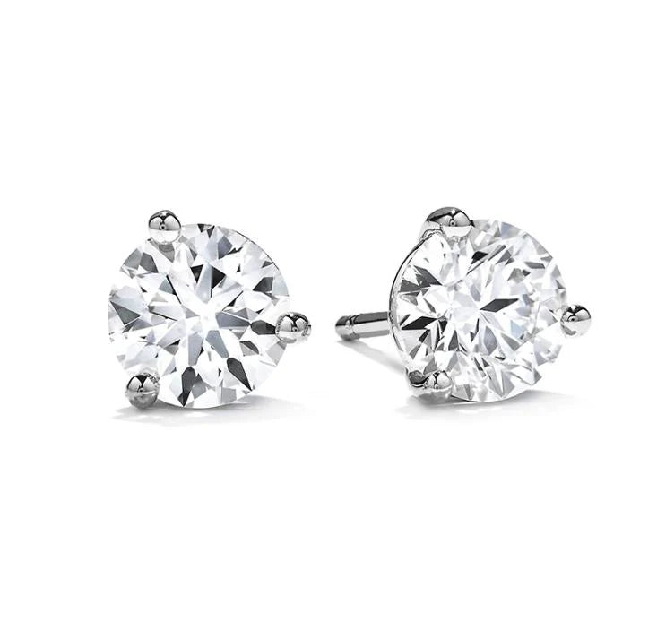 14K Gold Three Prong Martini Lab Grown Diamond Stud Earrings - 0.33 ct. - 1.00 ct. total weight 14K Gold Three Prong Martini Lab Grown Diamond Stud Earrings - 0.33 ct. - 1.00 ct. total weight
