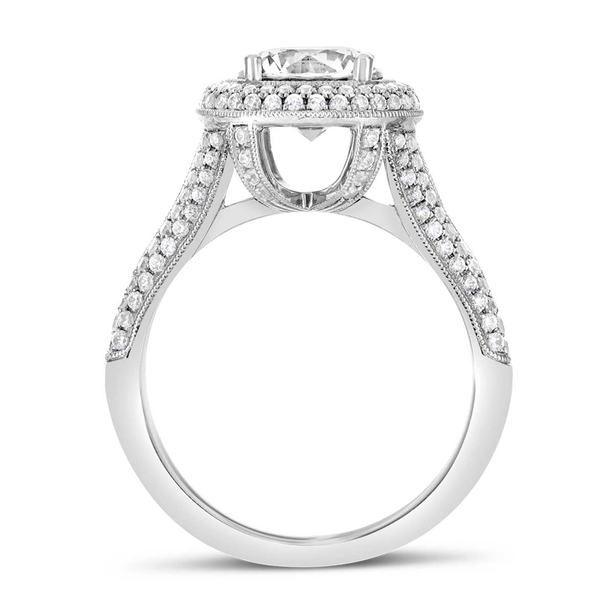 Round Brilliant Cut Diamond Halo Engagement Ring - ACB003 Round Brilliant Cut Diamond Halo Engagement Ring - ACB003