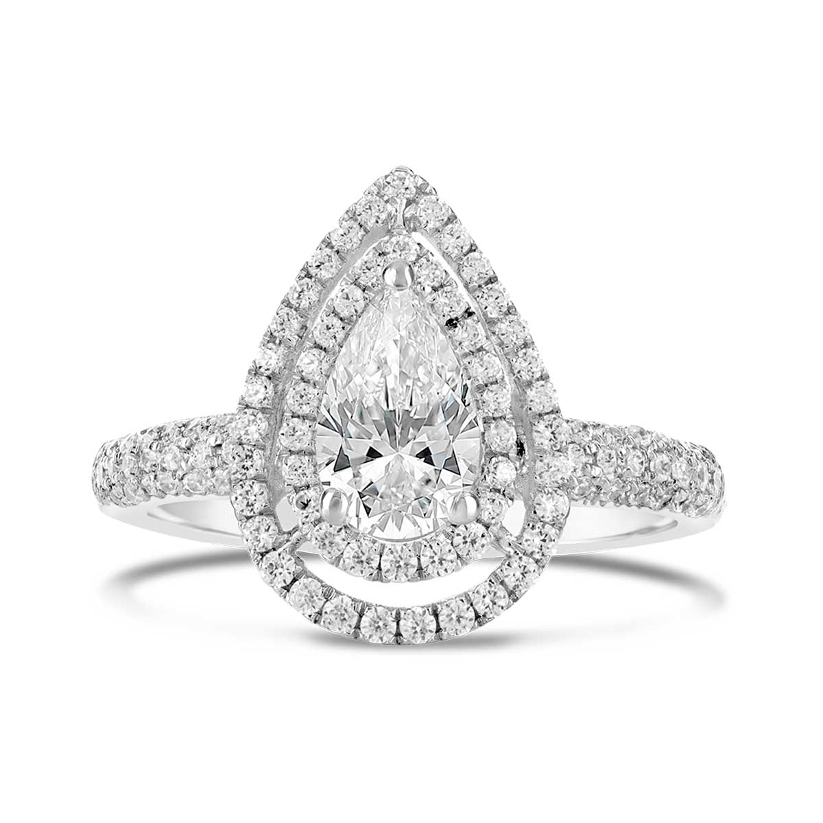 Pear Shape Double Halo Diamond Engagement Ring - ACB005 Pear Shape Double Halo Diamond Engagement Ring - ACB005