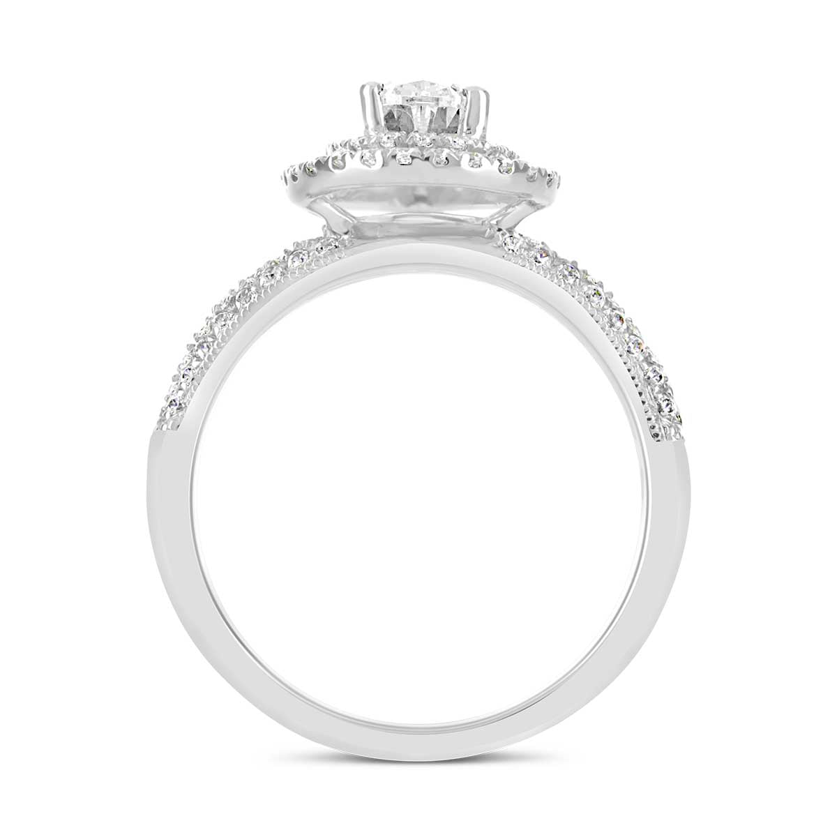 Pear Shape Double Halo Diamond Engagement Ring - ACB005 Pear Shape Double Halo Diamond Engagement Ring - ACB005
