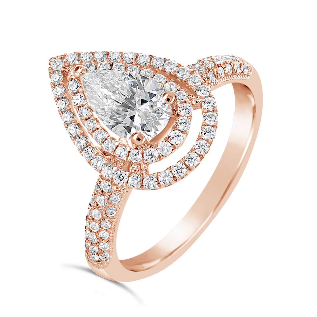 Pear Shape Double Halo Diamond Engagement Ring - ACB005 Pear Shape Double Halo Diamond Engagement Ring - ACB005