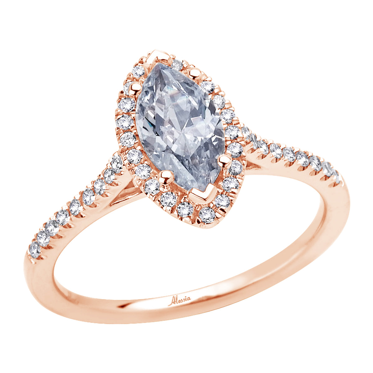 Marquise Shape Diamond Halo Engagement Ring - ACB007 Marquise Shape Diamond Halo Engagement Ring - ACB007
