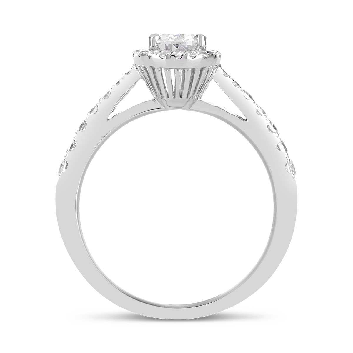 Pear Shape Diamond Halo Engagement Ring - ACB008 Pear Shape Diamond Halo Engagement Ring - ACB008
