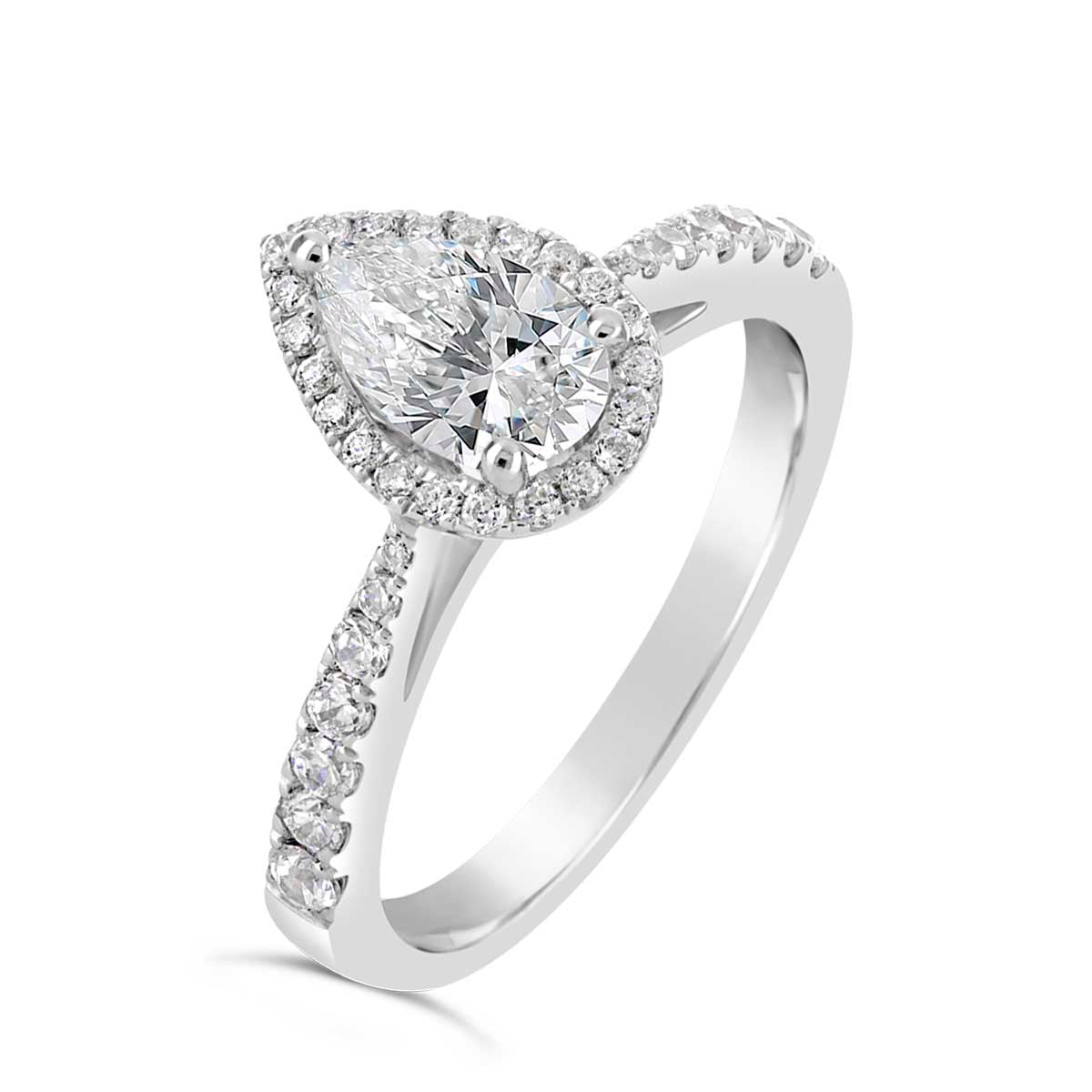 Pear Shape Diamond Halo Engagement Ring - ACB008 Pear Shape Diamond Halo Engagement Ring - ACB008