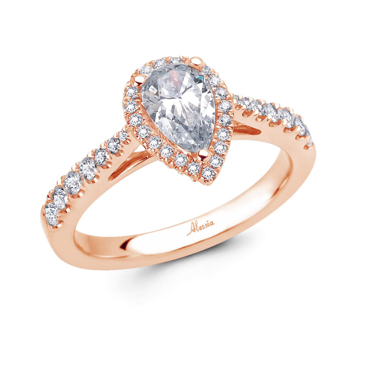 Pear Shape Diamond Halo Engagement Ring - ACB008 Pear Shape Diamond Halo Engagement Ring - ACB008