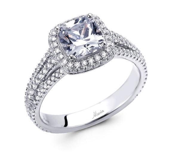 Cushion Cut Diamond Halo Engagement Ring - ACB009 Cushion Cut Diamond Halo Engagement Ring - ACB009