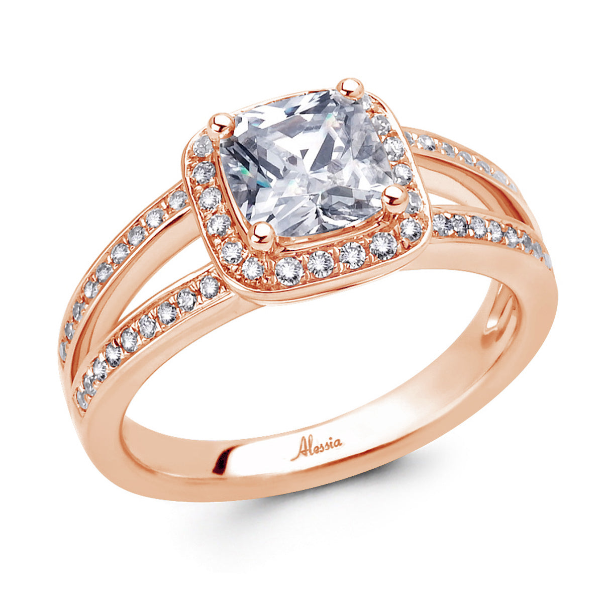 Cushion Cut Diamond Halo Engagement Ring - ACB011 Cushion Cut Diamond Halo Engagement Ring - ACB011