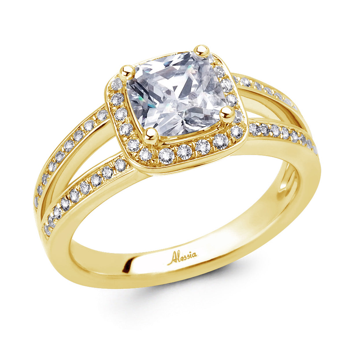 Cushion Cut Diamond Halo Engagement Ring - ACB011 Cushion Cut Diamond Halo Engagement Ring - ACB011