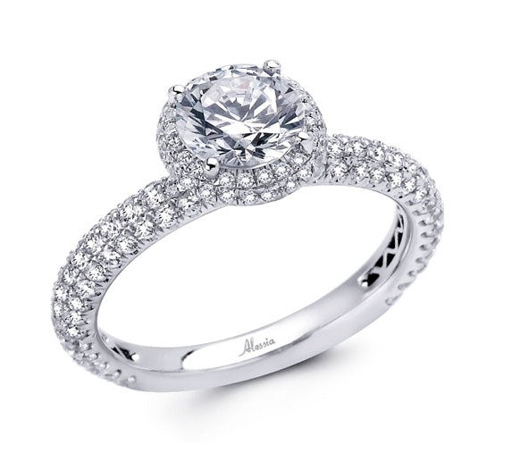 Round Brilliant Cut Diamond Halo Engagement Ring - ACB012 Round Brilliant Cut Diamond Halo Engagement Ring - ACB012