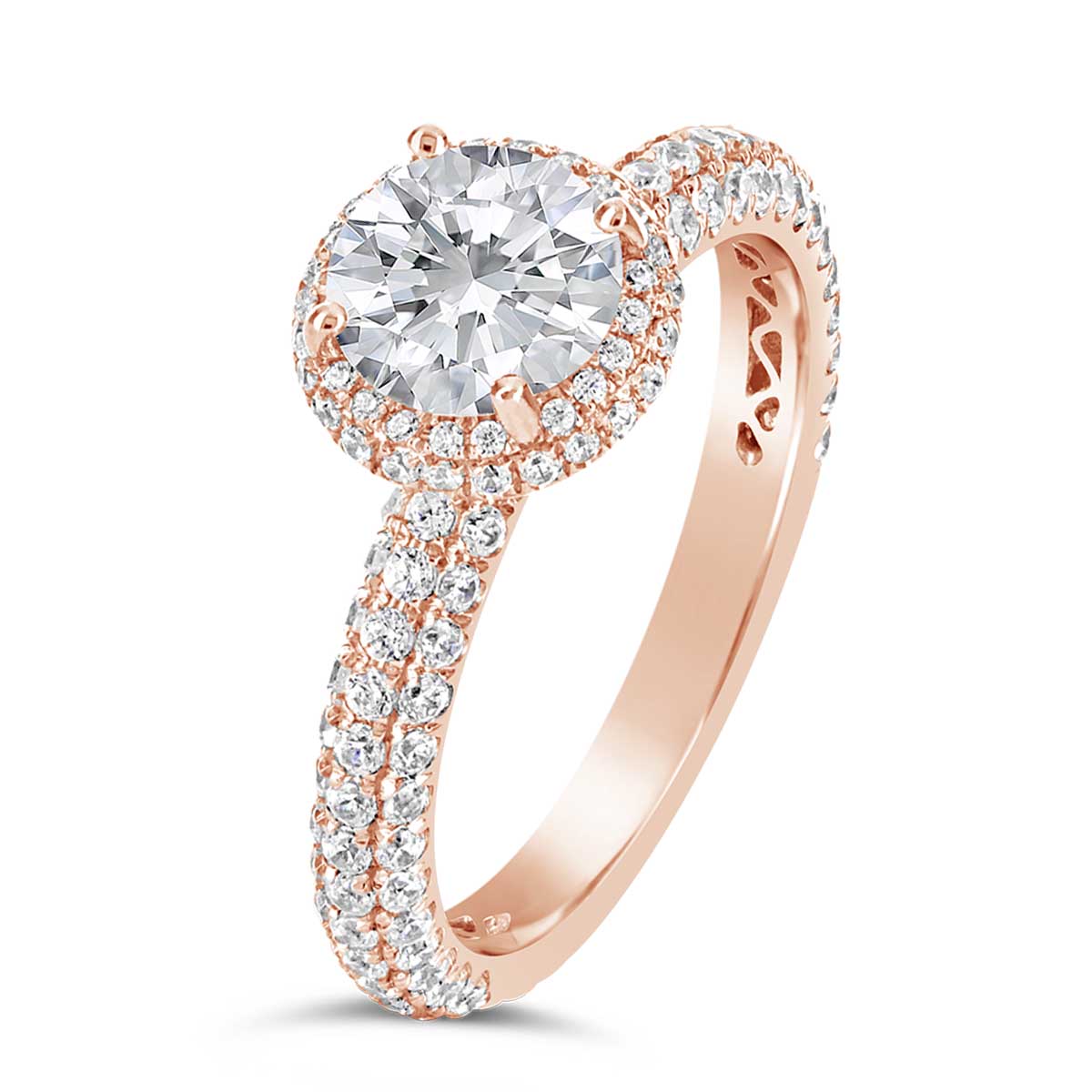 Round Brilliant Cut Diamond Halo Engagement Ring - ACB012 Round Brilliant Cut Diamond Halo Engagement Ring - ACB012