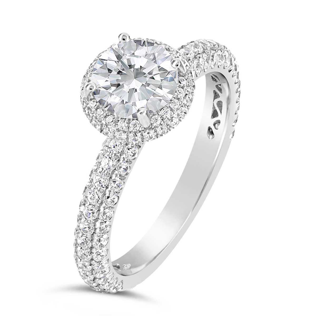 Round Brilliant Cut Diamond Halo Engagement Ring - ACB012 Round Brilliant Cut Diamond Halo Engagement Ring - ACB012