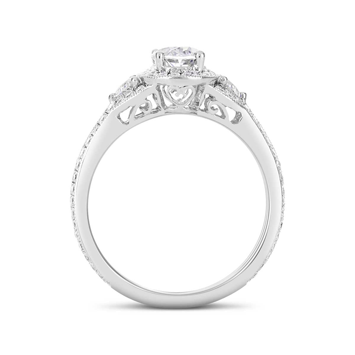 Oval Cut Diamond Halo Art Deco Engagement Ring - ACB022 Oval Cut Diamond Halo Art Deco Engagement Ring - ACB022