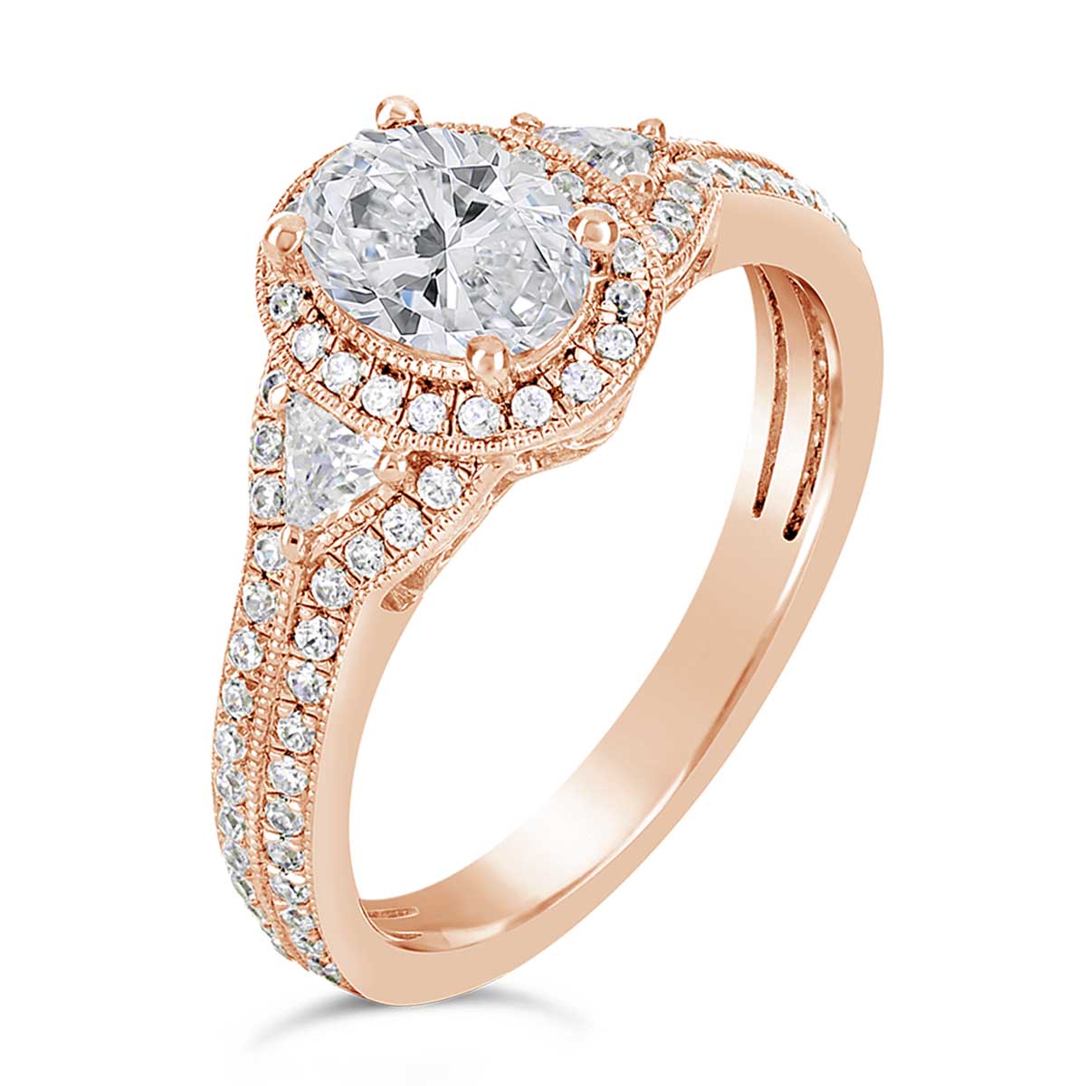 Oval Cut Diamond Halo Art Deco Engagement Ring - ACB022 Oval Cut Diamond Halo Art Deco Engagement Ring - ACB022