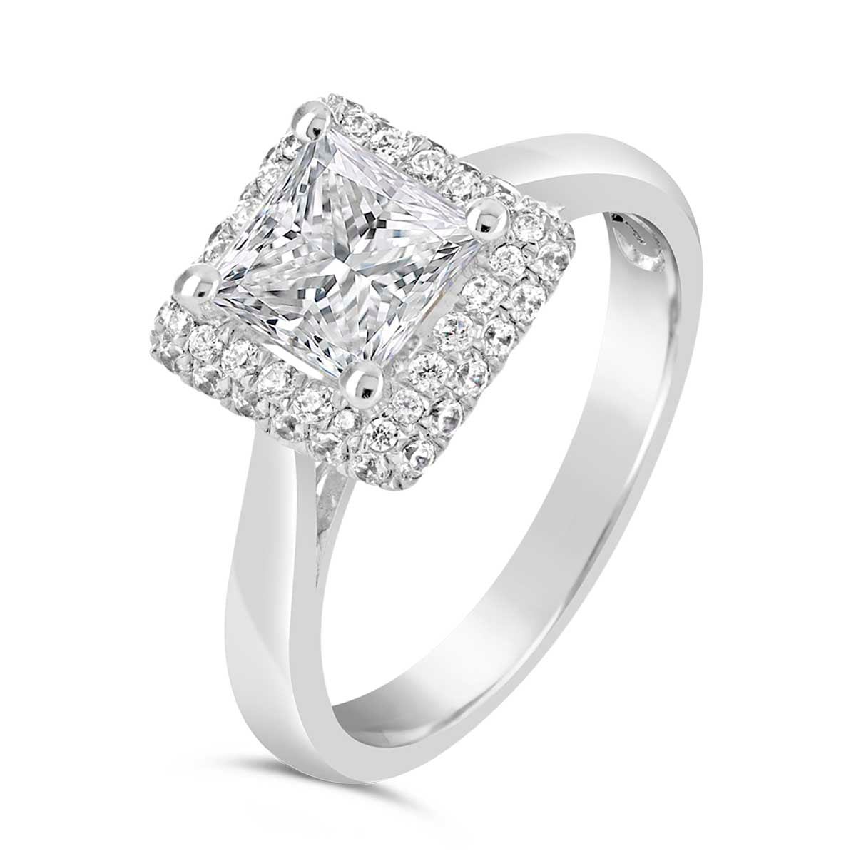 Princess Cut Diamond Halo Engagement Ring - ACB023 Princess Cut Diamond Halo Engagement Ring - ACB023
