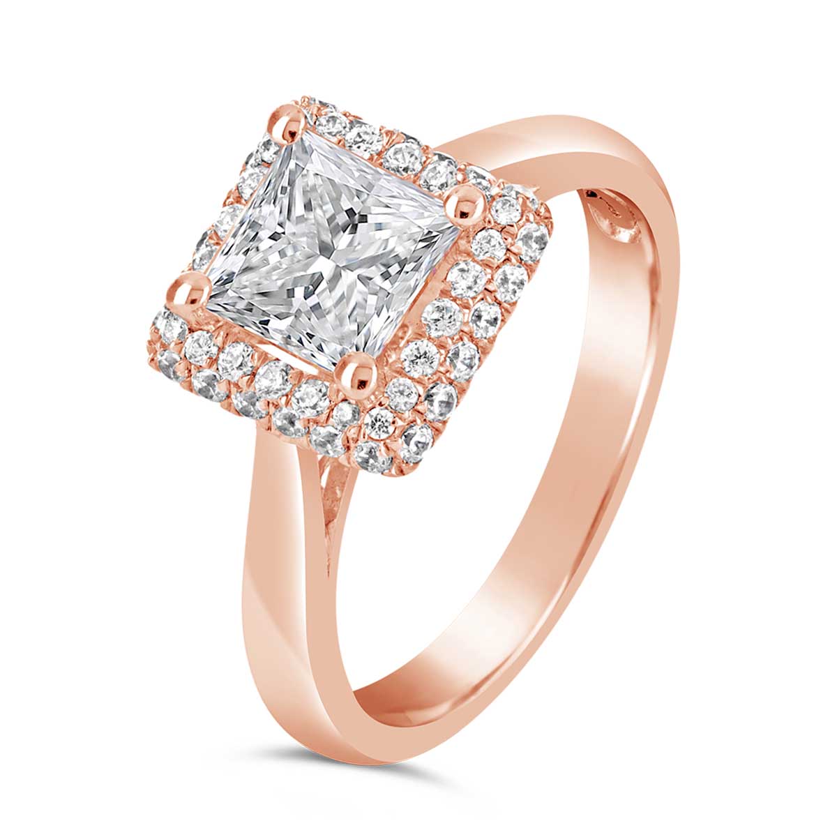 Princess Cut Diamond Halo Engagement Ring - ACB023 Princess Cut Diamond Halo Engagement Ring - ACB023