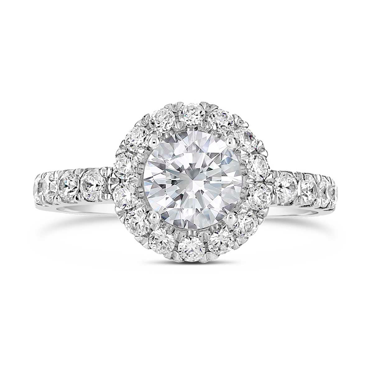 Round Brilliant Cut Diamond Halo Engagement Ring - ACB026 Round Brilliant Cut Diamond Halo Engagement Ring - ACB026
