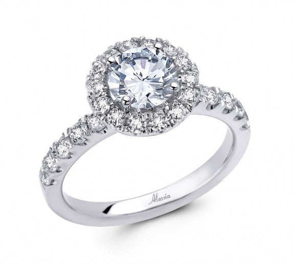 Round Brilliant Cut Diamond Halo Engagement Ring - ACB026 Round Brilliant Cut Diamond Halo Engagement Ring - ACB026