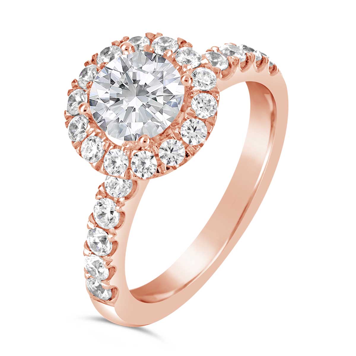 Round Brilliant Cut Diamond Halo Engagement Ring - ACB026 Round Brilliant Cut Diamond Halo Engagement Ring - ACB026