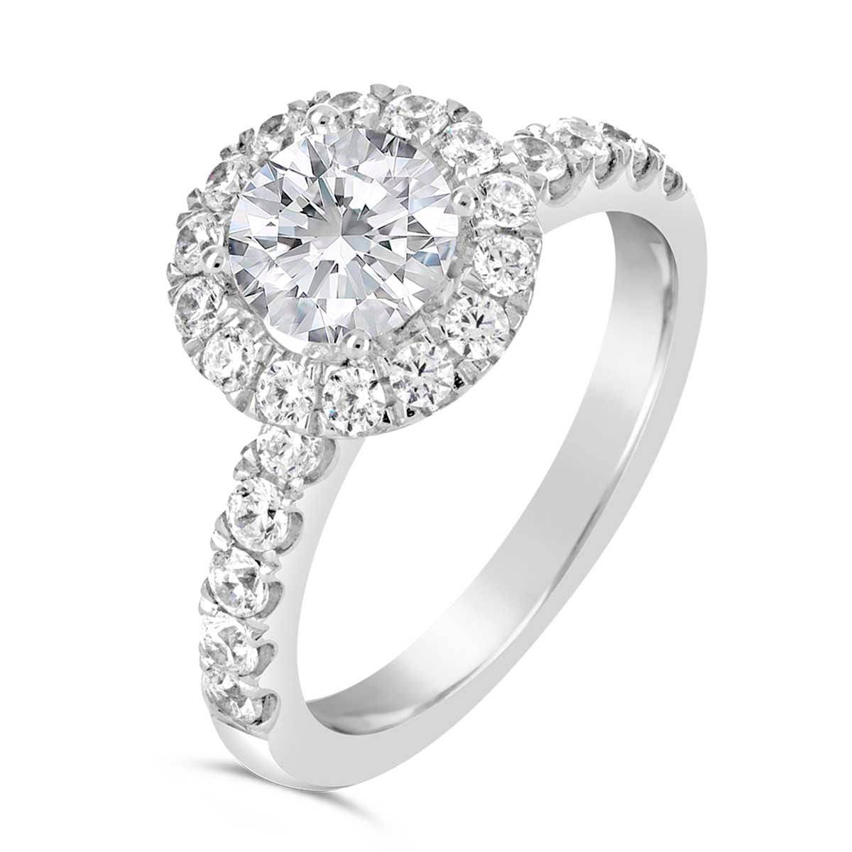 Round Brilliant Cut Diamond Halo Engagement Ring - ACB026 Round Brilliant Cut Diamond Halo Engagement Ring - ACB026