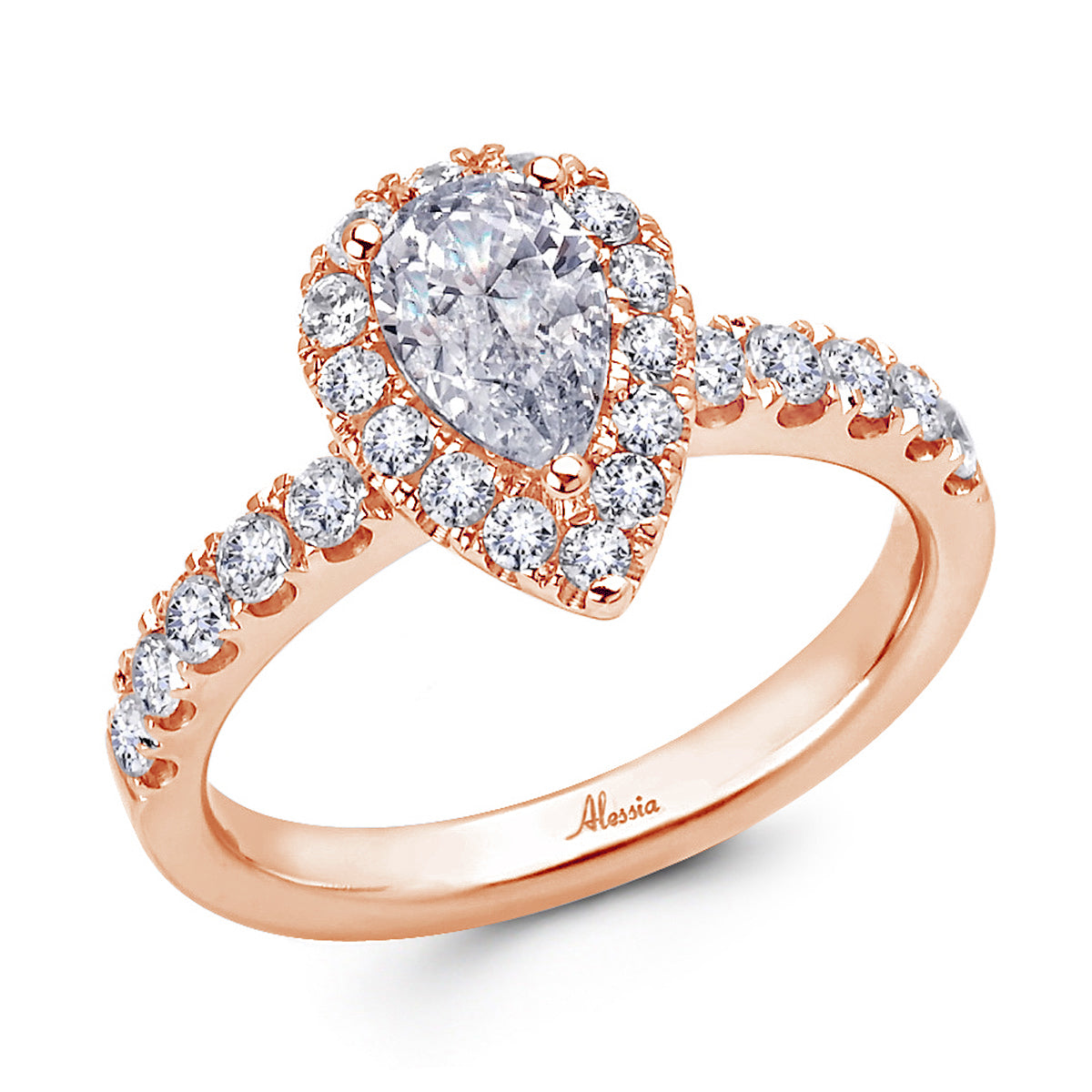 Pear Shape Diamond Halo Engagement Ring - ACB027 Pear Shape Diamond Halo Engagement Ring - ACB027