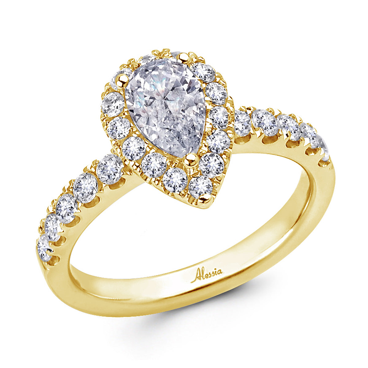 Pear Shape Diamond Halo Engagement Ring - ACB027 Pear Shape Diamond Halo Engagement Ring - ACB027