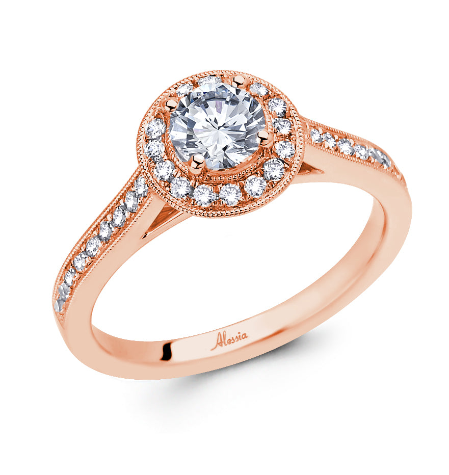 Round Brilliant Cut Diamond Halo Engagement Ring - ACB028 Round Brilliant Cut Diamond Halo Engagement Ring - ACB028