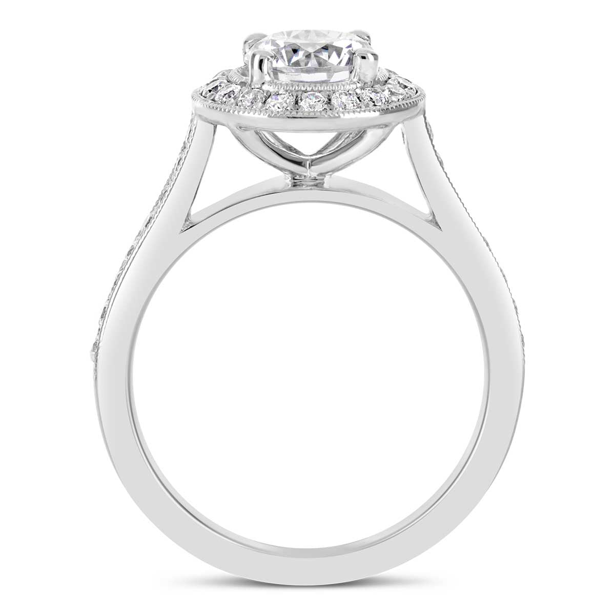 Round Brilliant Cut Diamond Halo Engagement Ring - ACB029 Round Brilliant Cut Diamond Halo Engagement Ring - ACB029