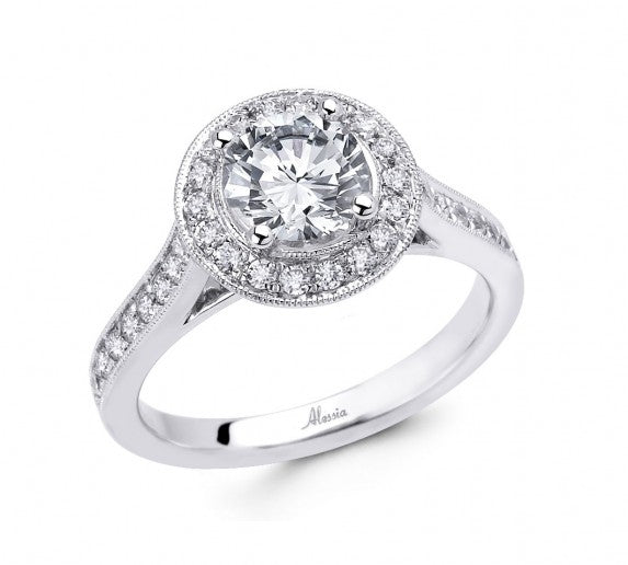 Round Brilliant Cut Diamond Halo Engagement Ring - ACB029 Round Brilliant Cut Diamond Halo Engagement Ring - ACB029