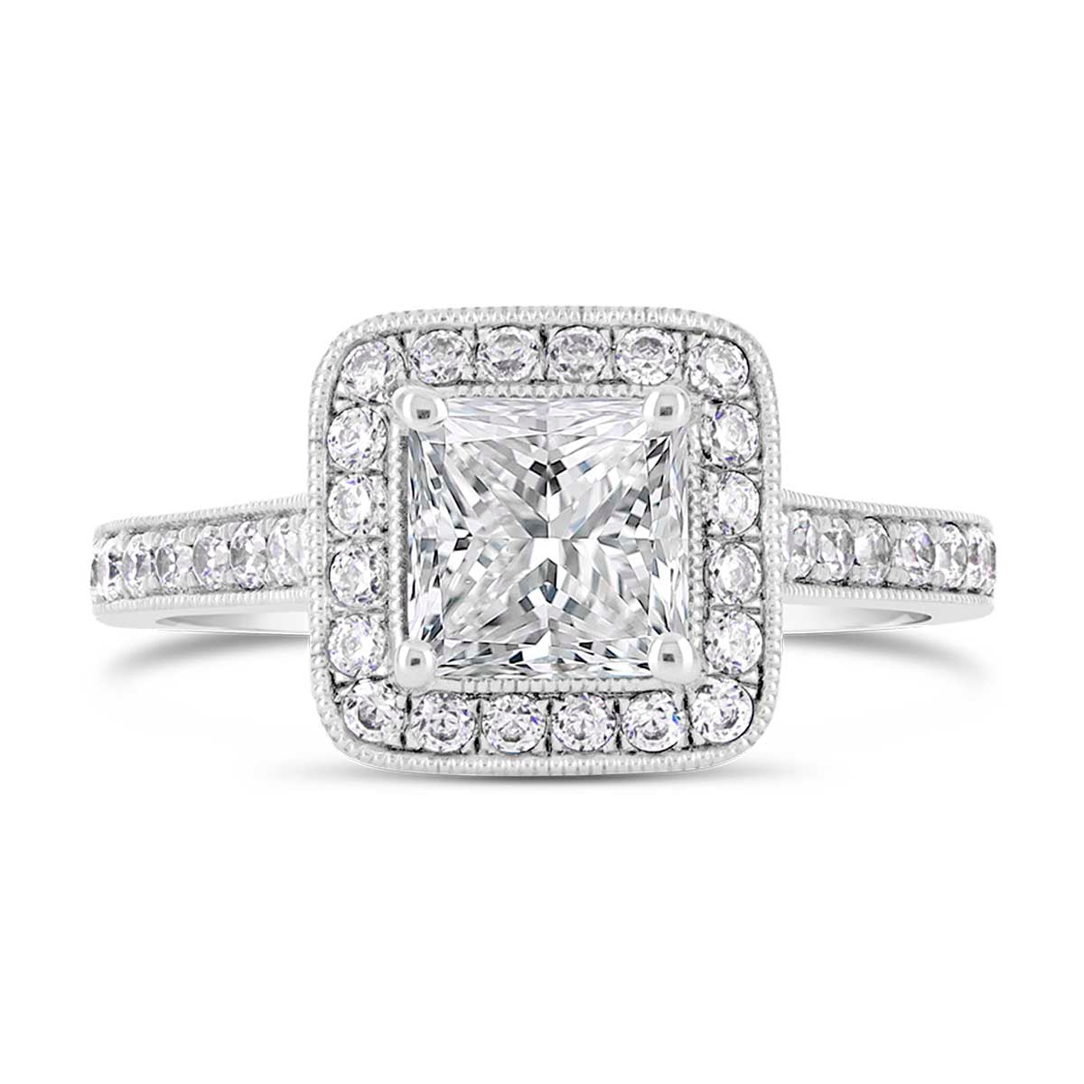 Princess Cut Diamond Halo Engagement Ring - ACB030 Princess Cut Diamond Halo Engagement Ring - ACB030