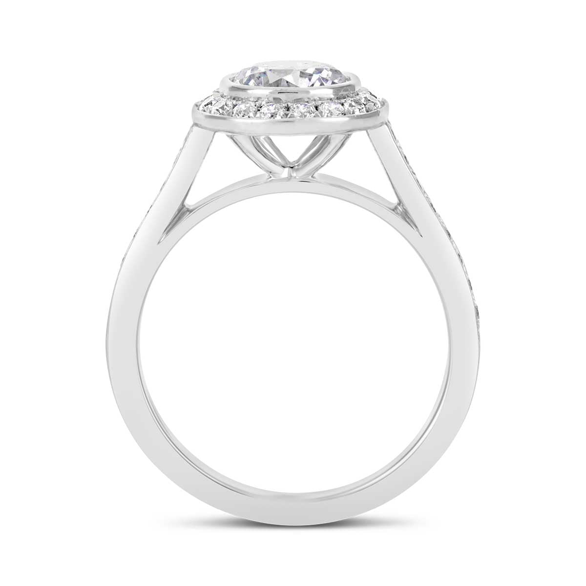 Round Brilliant Cut Diamond Halo Engagement Ring - ACB031 Round Brilliant Cut Diamond Halo Engagement Ring - ACB031