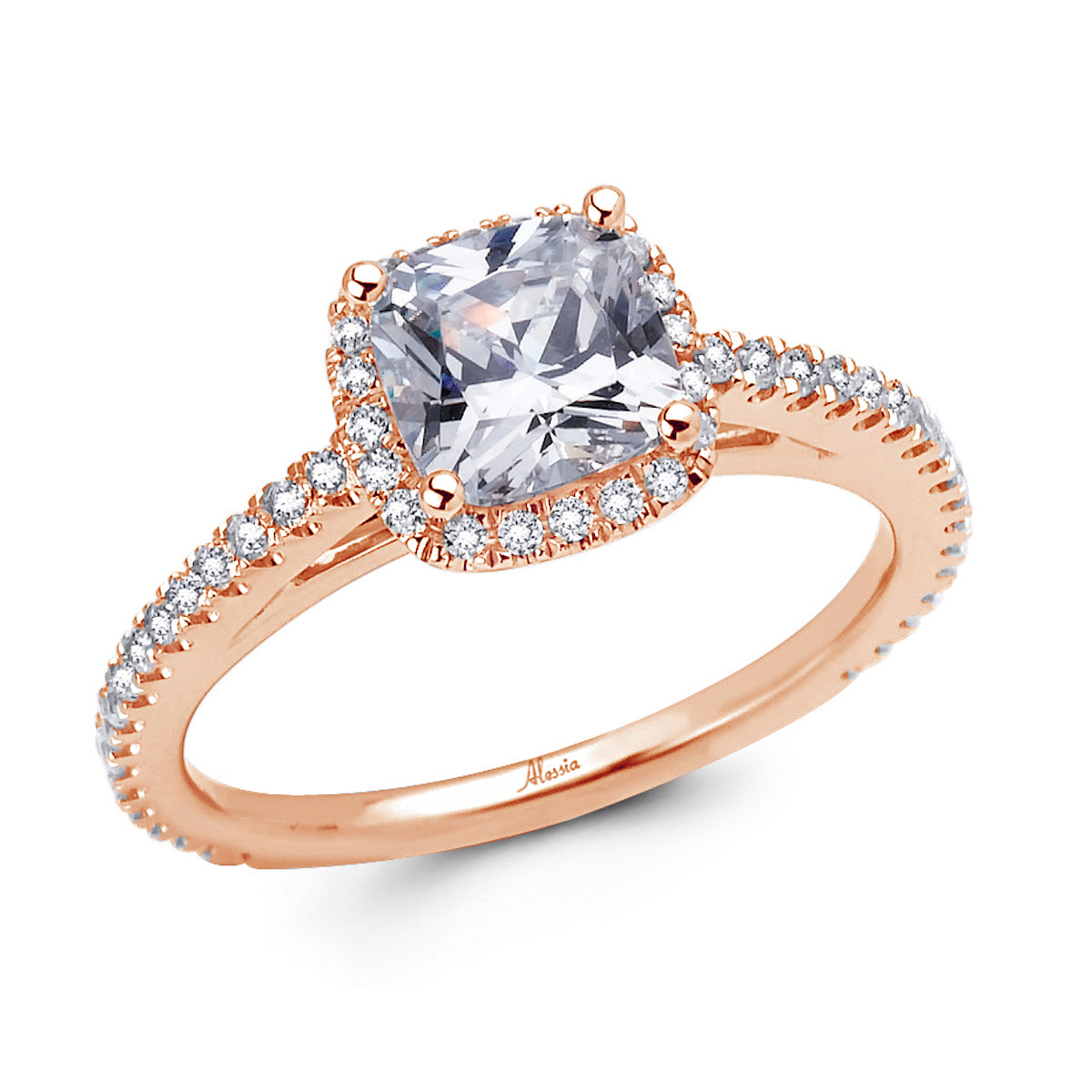 Cushion Cut Diamond Halo Engagement Ring - ACB035 Cushion Cut Diamond Halo Engagement Ring - ACB035