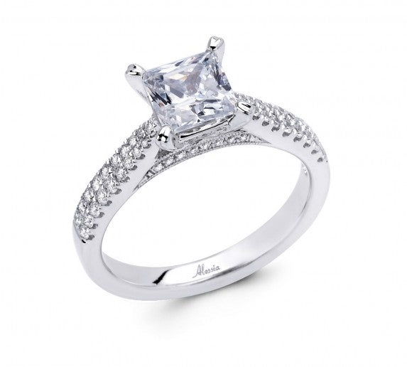 Princess Cut Diamond Engagement Ring - ACB036 Princess Cut Diamond Engagement Ring - ACB036
