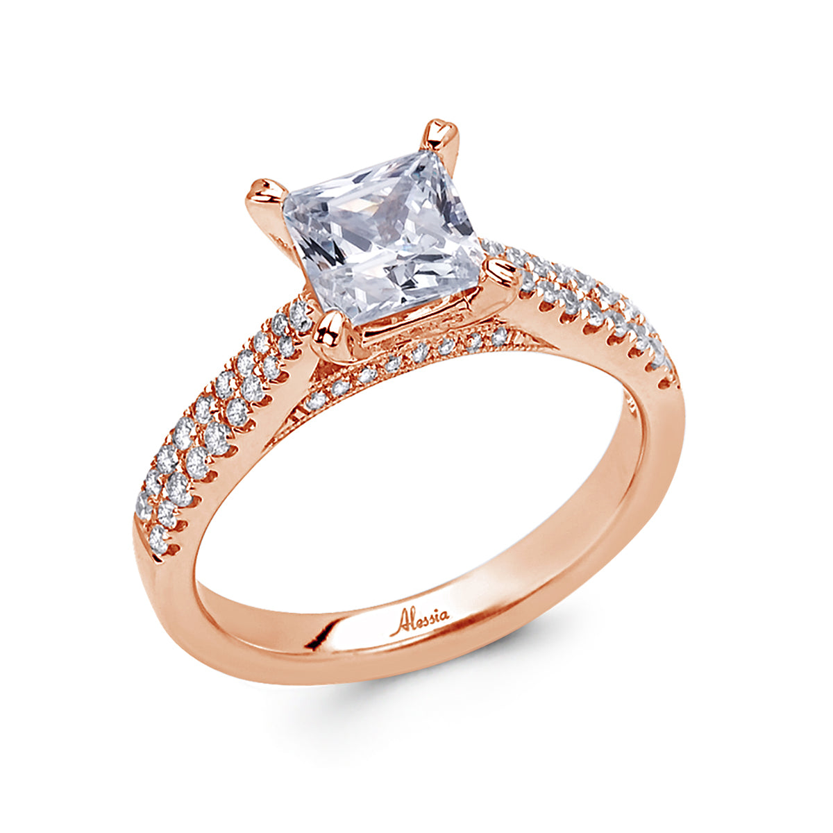 Princess Cut Diamond Engagement Ring - ACB036 Princess Cut Diamond Engagement Ring - ACB036
