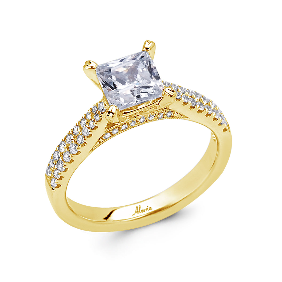 Princess Cut Diamond Engagement Ring - ACB036 Princess Cut Diamond Engagement Ring - ACB036