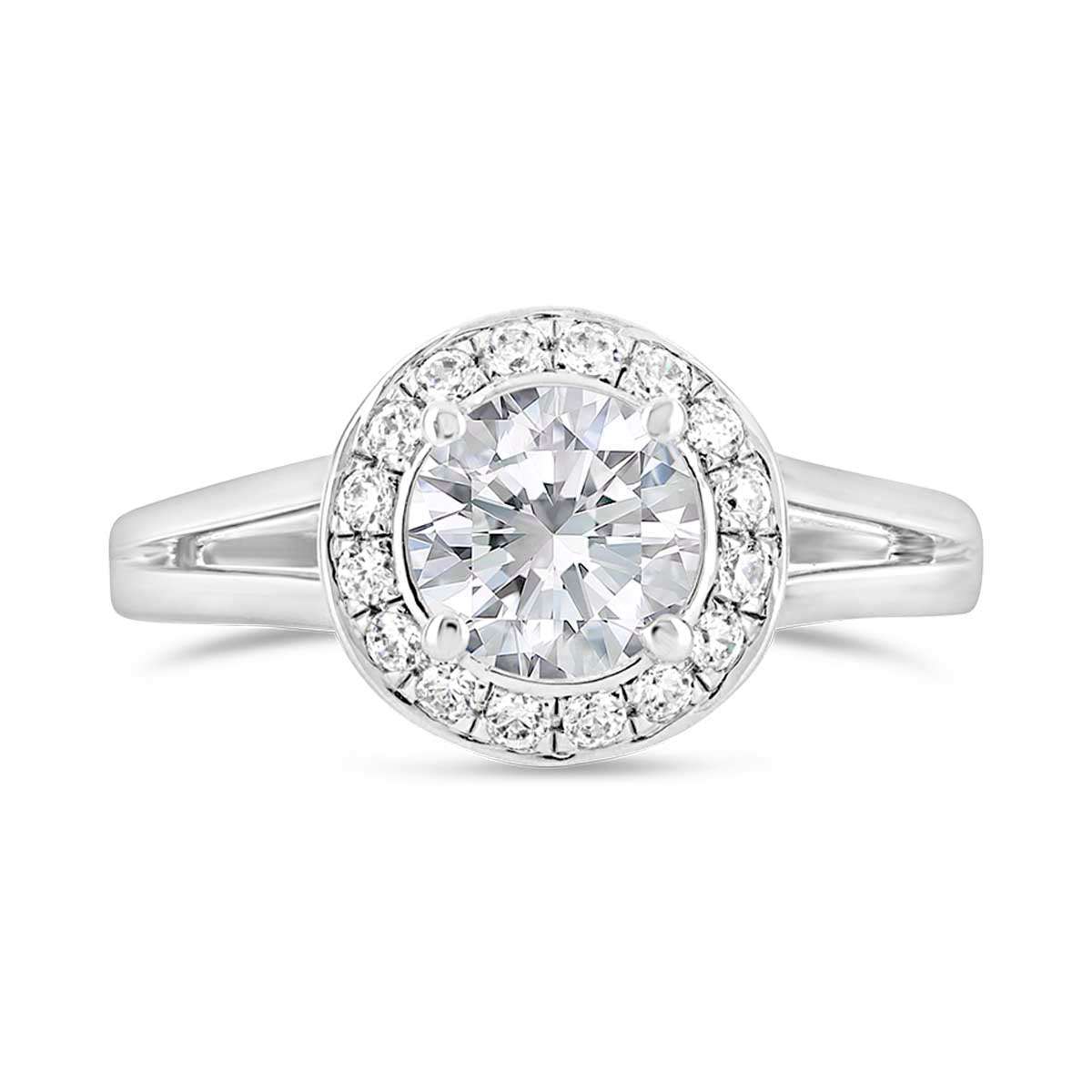 Round Brilliant Cut Diamond Halo Engagement Ring - ACB037 Round Brilliant Cut Diamond Halo Engagement Ring - ACB037