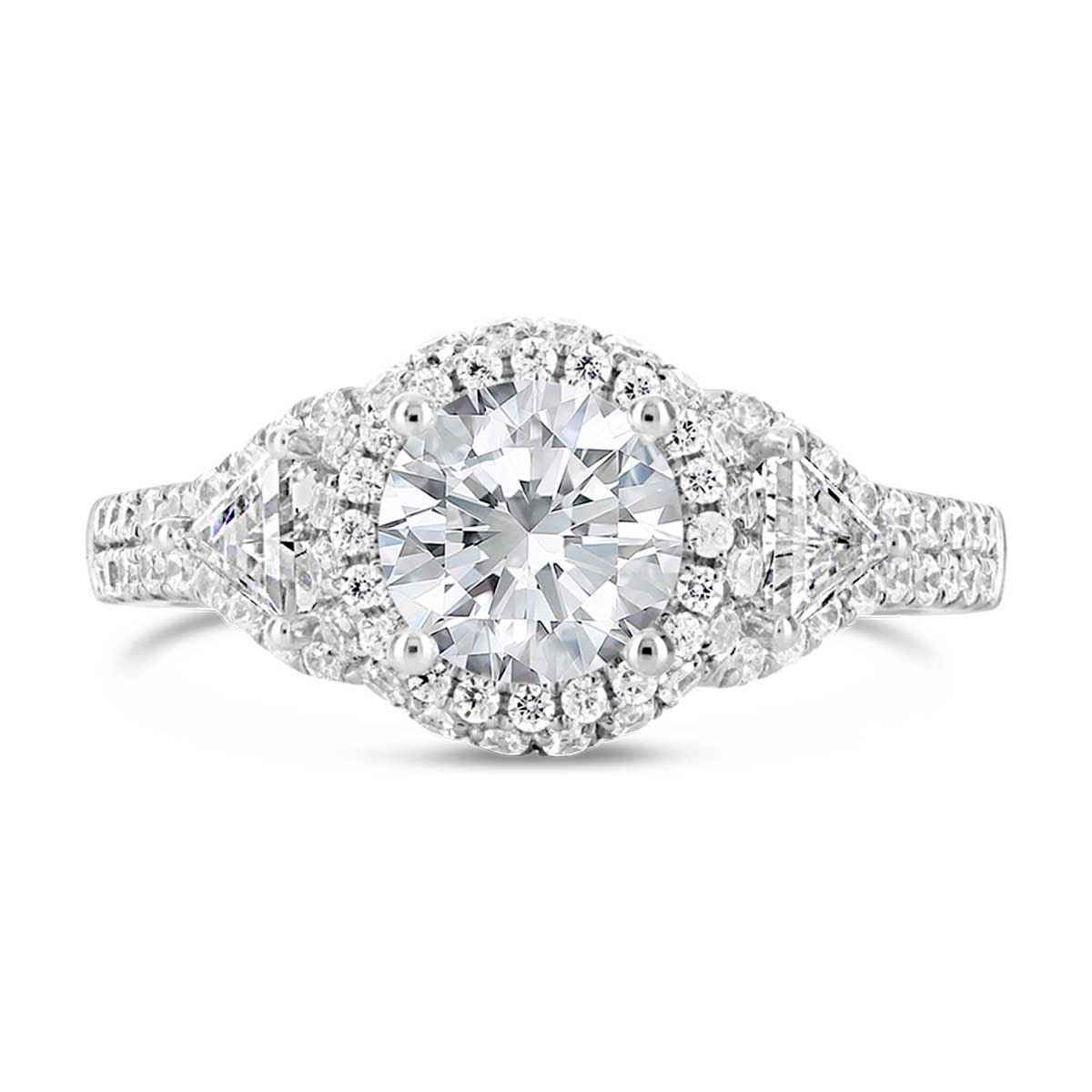 Round Brilliant Cut Diamond Halo Engagement Ring - ACB038 Round Brilliant Cut Diamond Halo Engagement Ring - ACB038