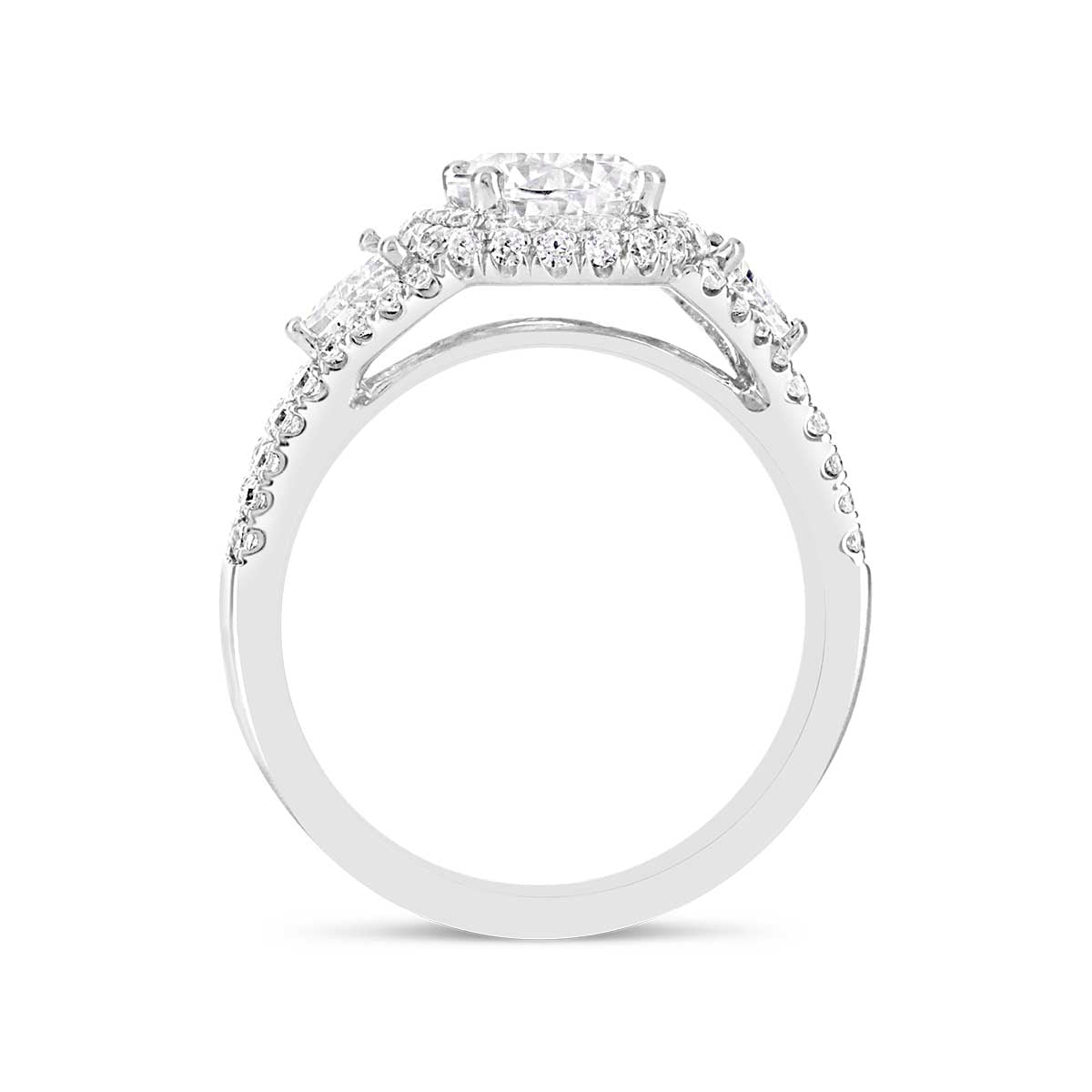 Round Brilliant Cut Diamond Halo Engagement Ring - ACB038 Round Brilliant Cut Diamond Halo Engagement Ring - ACB038