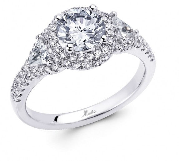 Round Brilliant Cut Diamond Halo Engagement Ring - ACB038 Round Brilliant Cut Diamond Halo Engagement Ring - ACB038