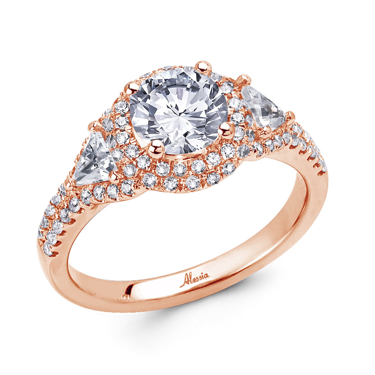 Round Brilliant Cut Diamond Halo Engagement Ring - ACB038 Round Brilliant Cut Diamond Halo Engagement Ring - ACB038