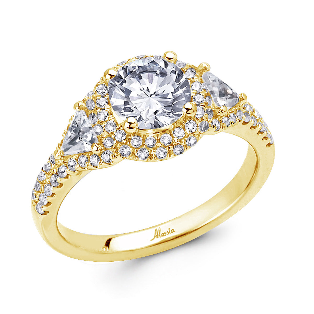 Round Brilliant Cut Diamond Halo Engagement Ring - ACB038 Round Brilliant Cut Diamond Halo Engagement Ring - ACB038