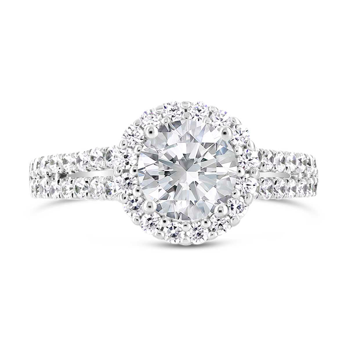 Round Brilliant Cut Diamond Halo Engagement Ring - ACB039 Round Brilliant Cut Diamond Halo Engagement Ring - ACB039