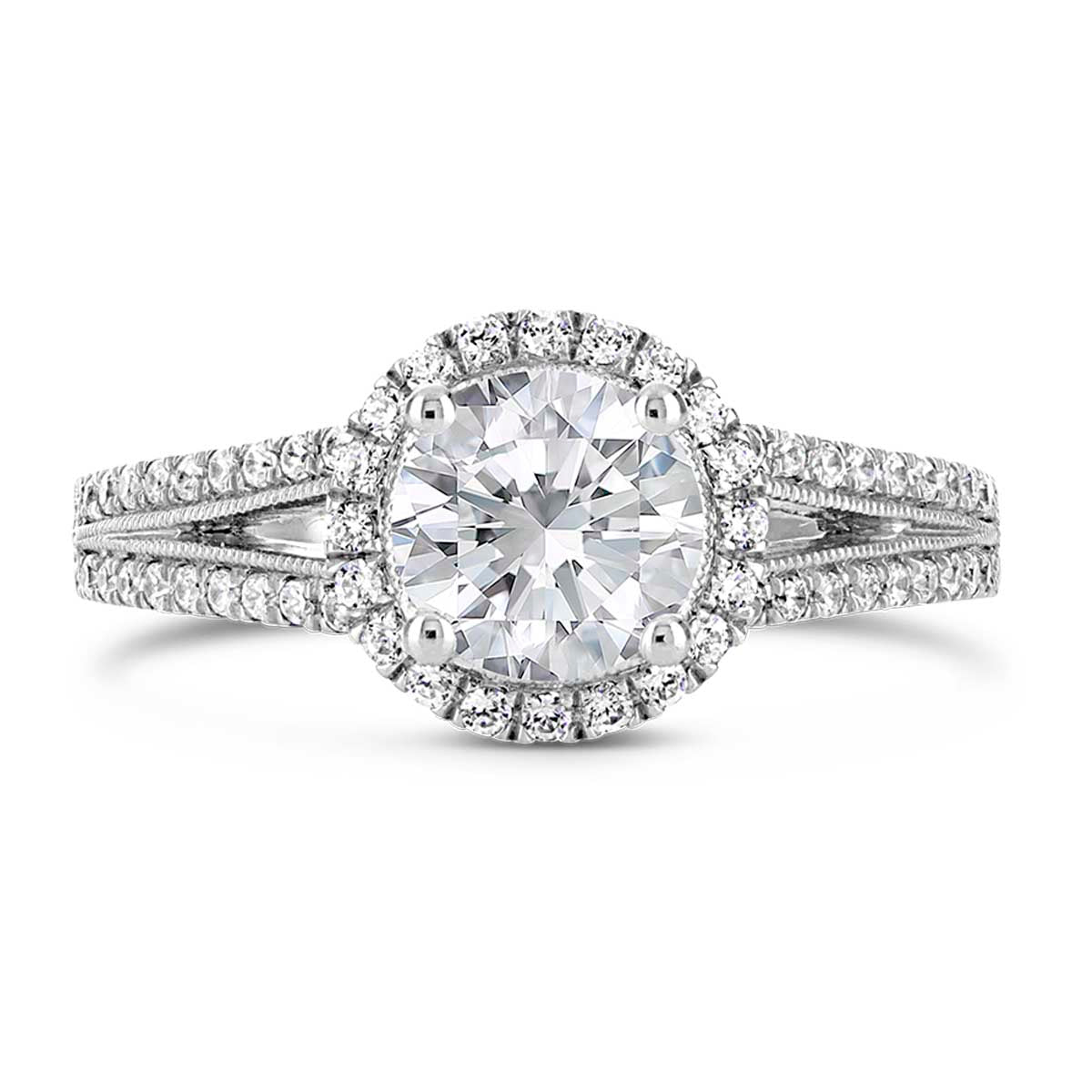 Round Brilliant Cut Diamond Halo Engagement Ring - ACB040 Round Brilliant Cut Diamond Halo Engagement Ring - ACB040