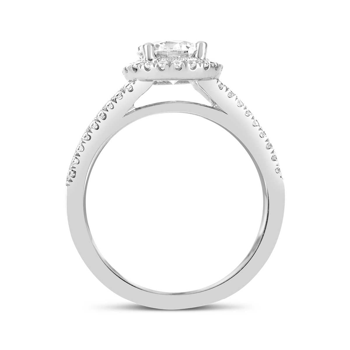 Round Brilliant Cut Diamond Halo Engagement Ring - ACB040 Round Brilliant Cut Diamond Halo Engagement Ring - ACB040