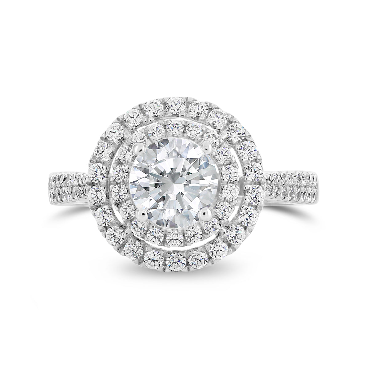 Round Brilliant Cut Diamond Halo Engagement Ring - ACB049 Round Brilliant Cut Diamond Halo Engagement Ring - ACB049