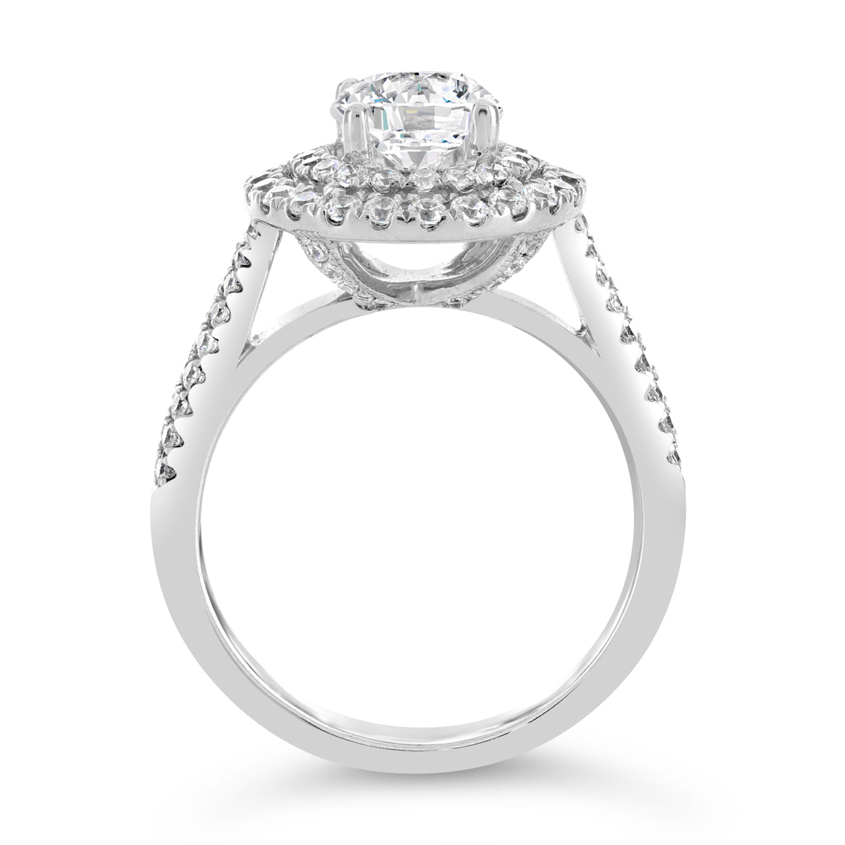Round Brilliant Cut Diamond Halo Engagement Ring - ACB049 Round Brilliant Cut Diamond Halo Engagement Ring - ACB049