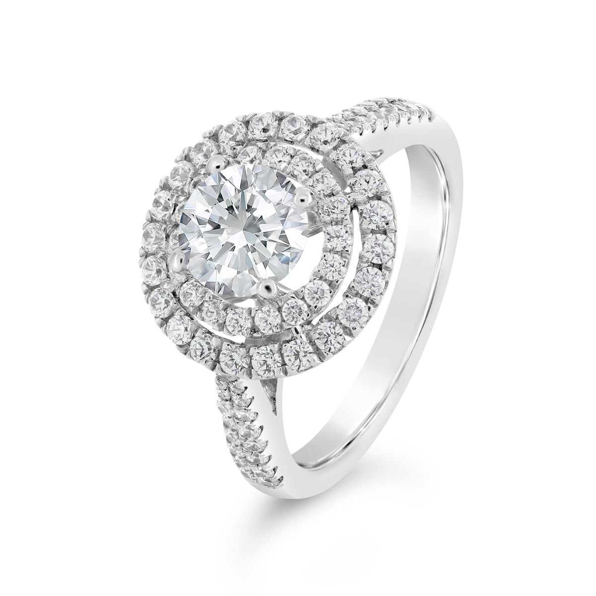 Round Brilliant Cut Diamond Halo Engagement Ring - ACB049 Round Brilliant Cut Diamond Halo Engagement Ring - ACB049