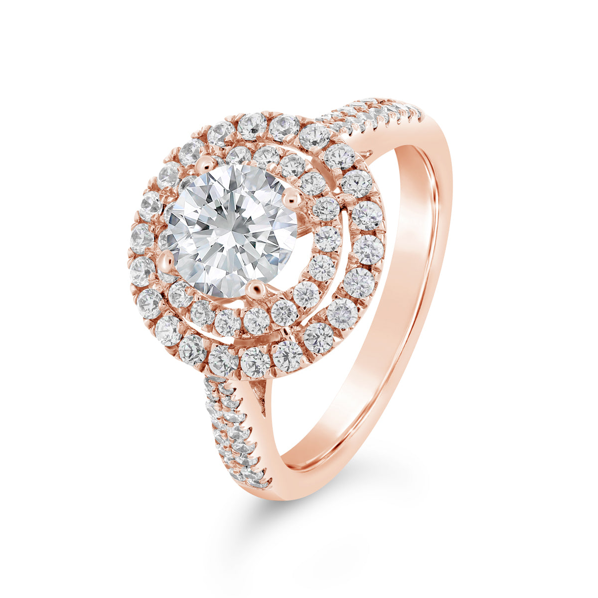 Round Brilliant Cut Diamond Halo Engagement Ring - ACB049 Round Brilliant Cut Diamond Halo Engagement Ring - ACB049