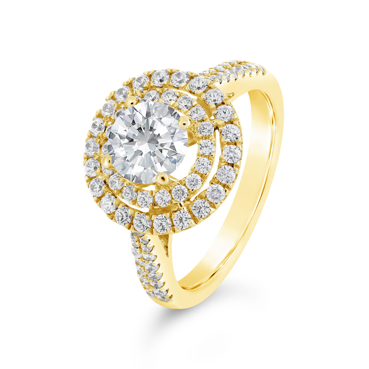 Round Brilliant Cut Diamond Halo Engagement Ring - ACB049 Round Brilliant Cut Diamond Halo Engagement Ring - ACB049