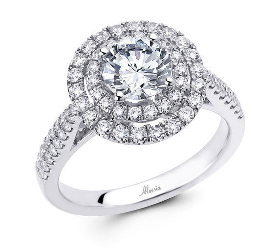Round Brilliant Cut Diamond Halo Engagement Ring - ACB049 Round Brilliant Cut Diamond Halo Engagement Ring - ACB049