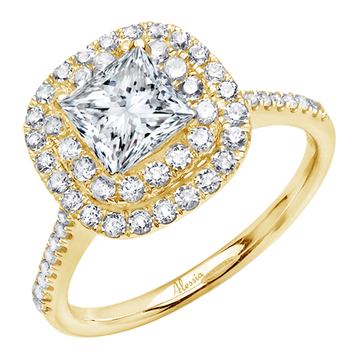 Princess Cut Diamond Halo Engagement Ring - ACB062 Princess Cut Diamond Halo Engagement Ring - ACB062